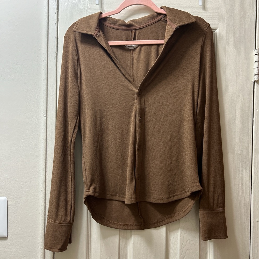 Brown Button Up Top! Brand New!